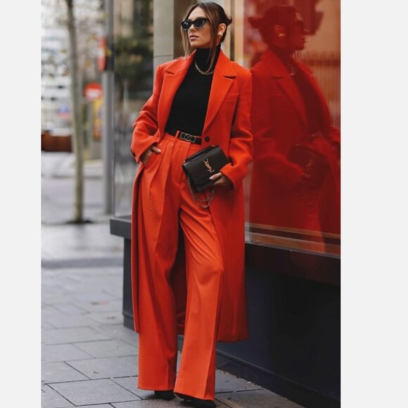 Zara Women's $259 Fitted Wool Blend Coat Rust Orange M NWT - Picture 1 of 16